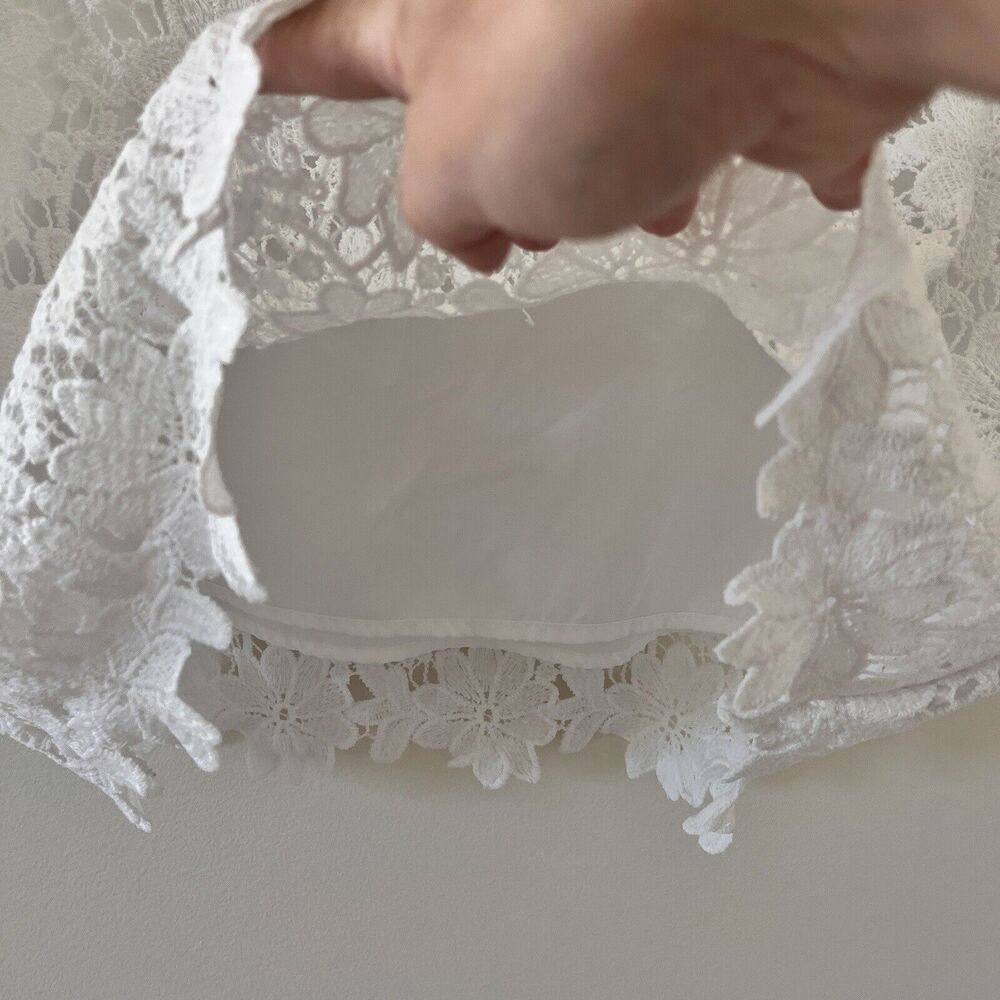 SHEIN VCAY Solid Guipure White Lace Blouse - XL - Picture 14 of 14